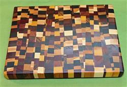 Board #931 Chaotic / Eclectic Hardwood End Grain Cutting Board 15+" x 12" x 1 1/2" - $89.99